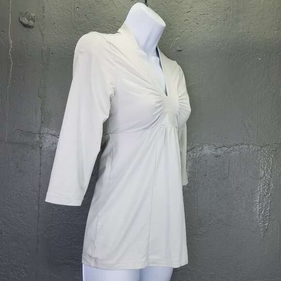 Patagonia Respite Top Women's XS Well Worn Gray Stretch Ruched Front 3/4 Sleeve - Picture 4 of 13